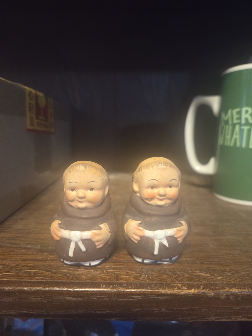 Vintage Ceramic Friar Tuck Salt And Pepper Shakers Set Of 2
